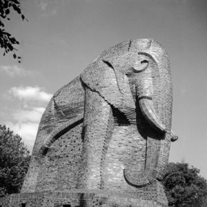 Elephant shaped colonial monument at Bremen Schwachhausen, Germany 1930s. Elephant shaped colonial monument at Bremen Schwachhausen, Germany 1930s.